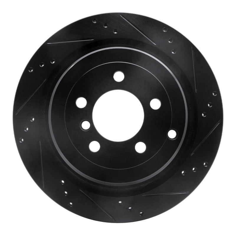 Land Rover Range Rover Brake Rotor (1) - Rear Right - R1 Concepts - Drilled & Slotted - Black - `06-`12